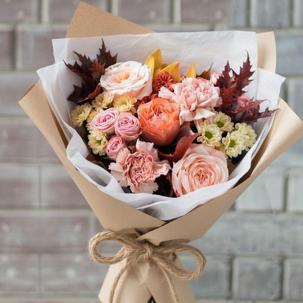 Букет цветов из: Гвоздики, Хризантемы и Розы в Иссе