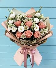 Букет цветов из:  Розы, Альстромерии и Лизиантусы в Иссе