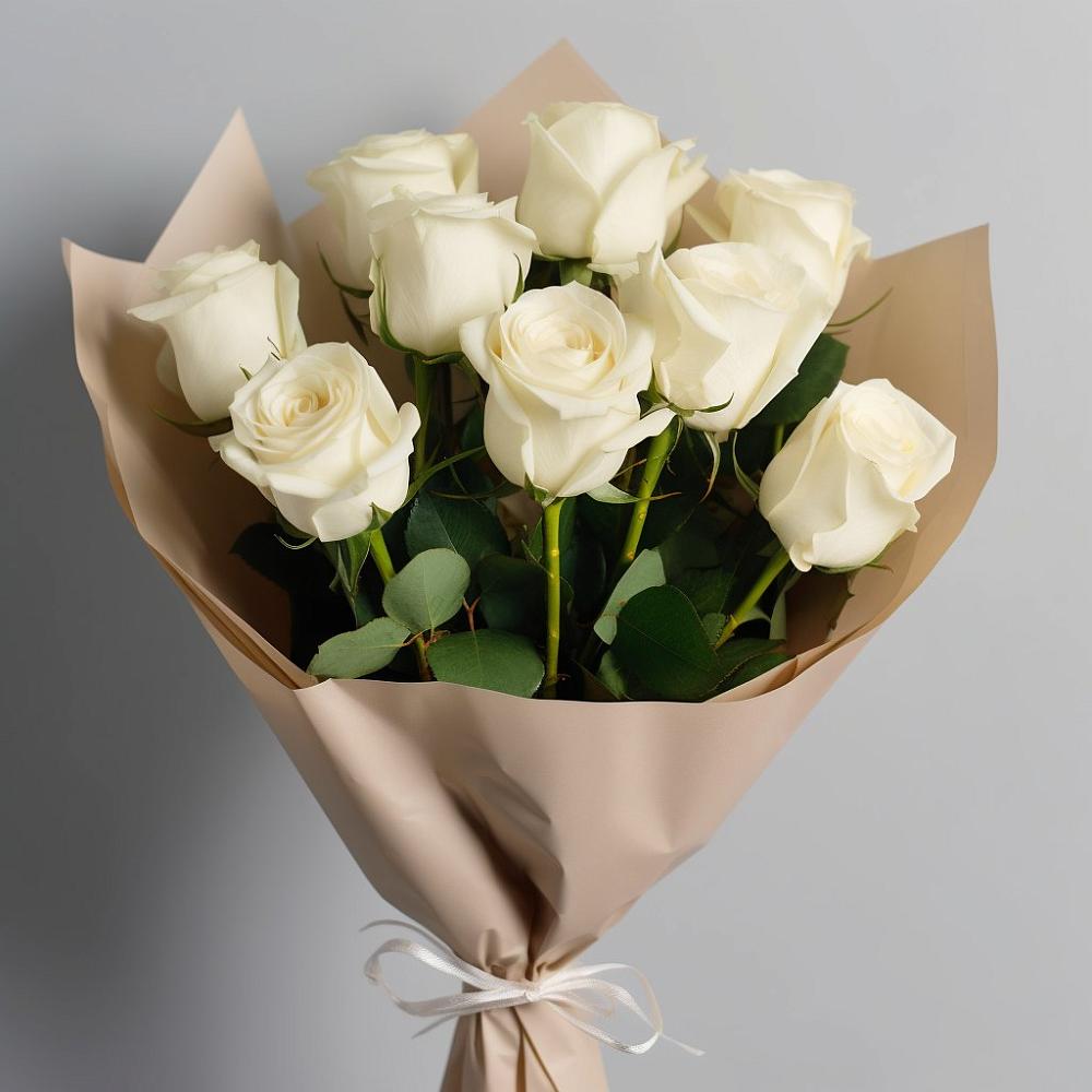 Букет 9 Белых роз Эдлесс Лав в Иссе