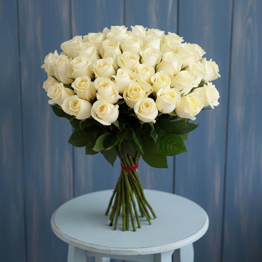 Букет 51 Белая роза Эдлесс Лав в Иссе