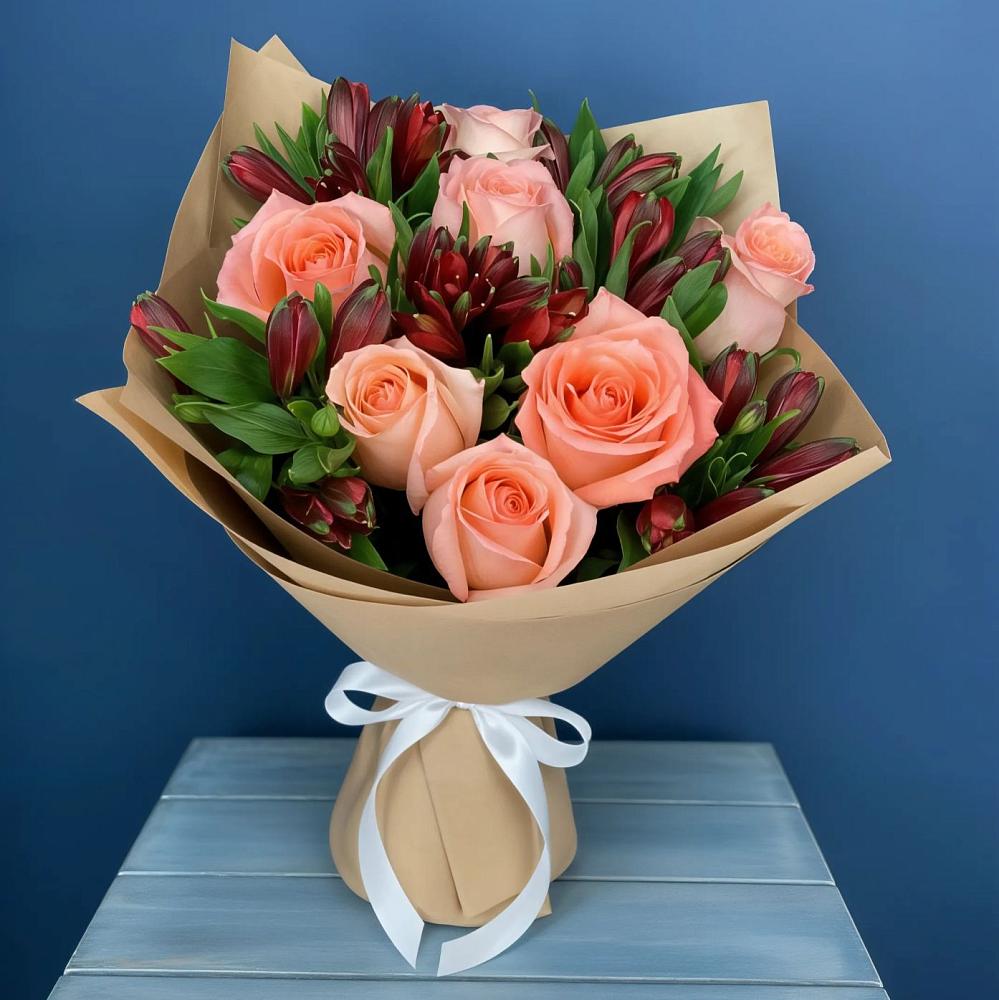 Букет цветов из: Розы и Альстромерии в Иссе