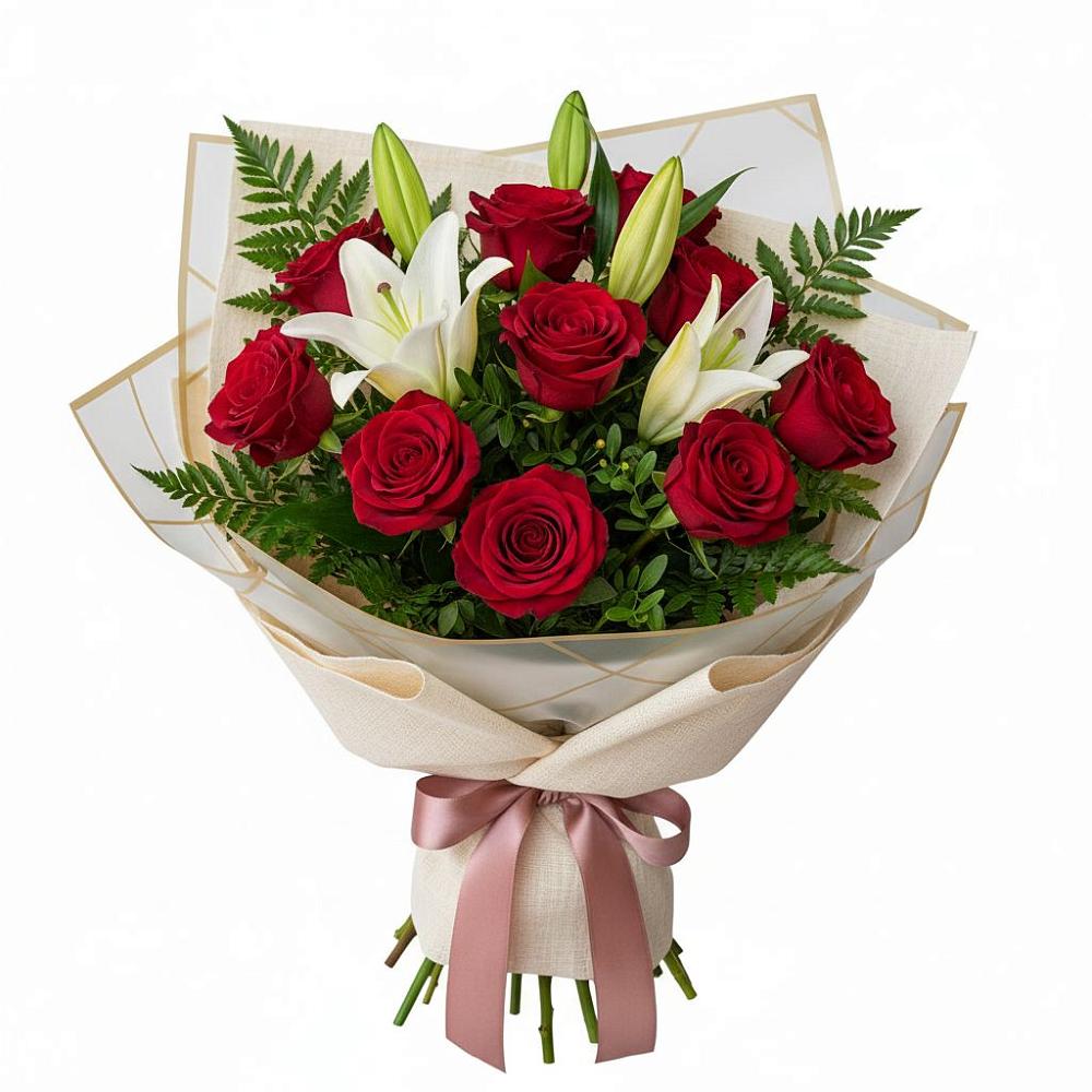 Букет цветов из: Лилии и Розы в Иссе