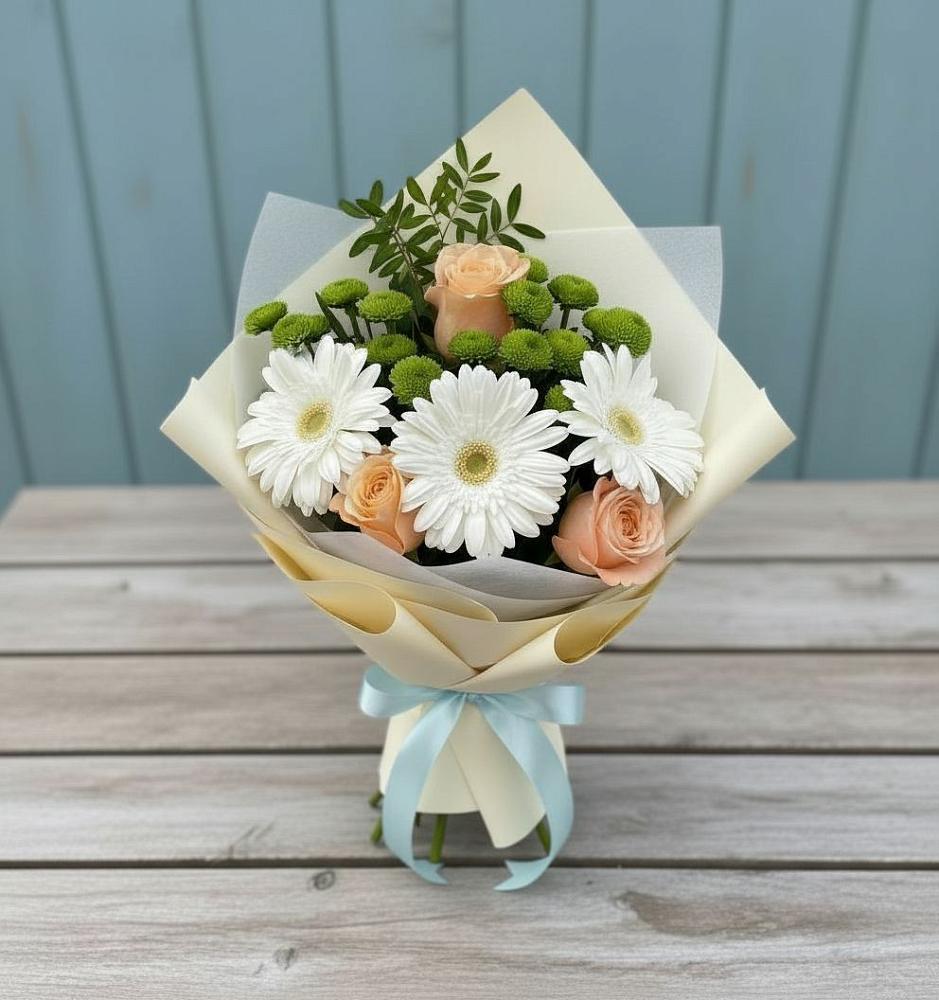 Букет цветов из: Герберы, Розы и Хризантемы в Иссе