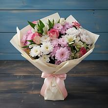 Букет цветов из:  Хризантемы, Альстромерии и Розы в Иссе