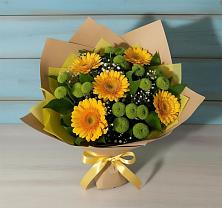 Букет цветов из:  Герберы и Хризантемы в Иссе