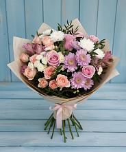 Букет цветов из:  Хризантемы, Розы и Альстромерии в Иссе