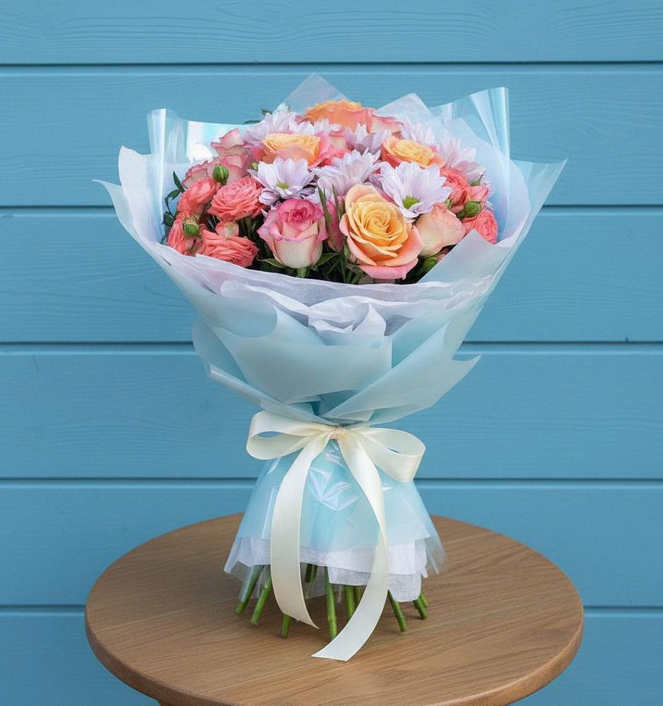 Букет цветов из: Хризантемы и Розы в Иссе