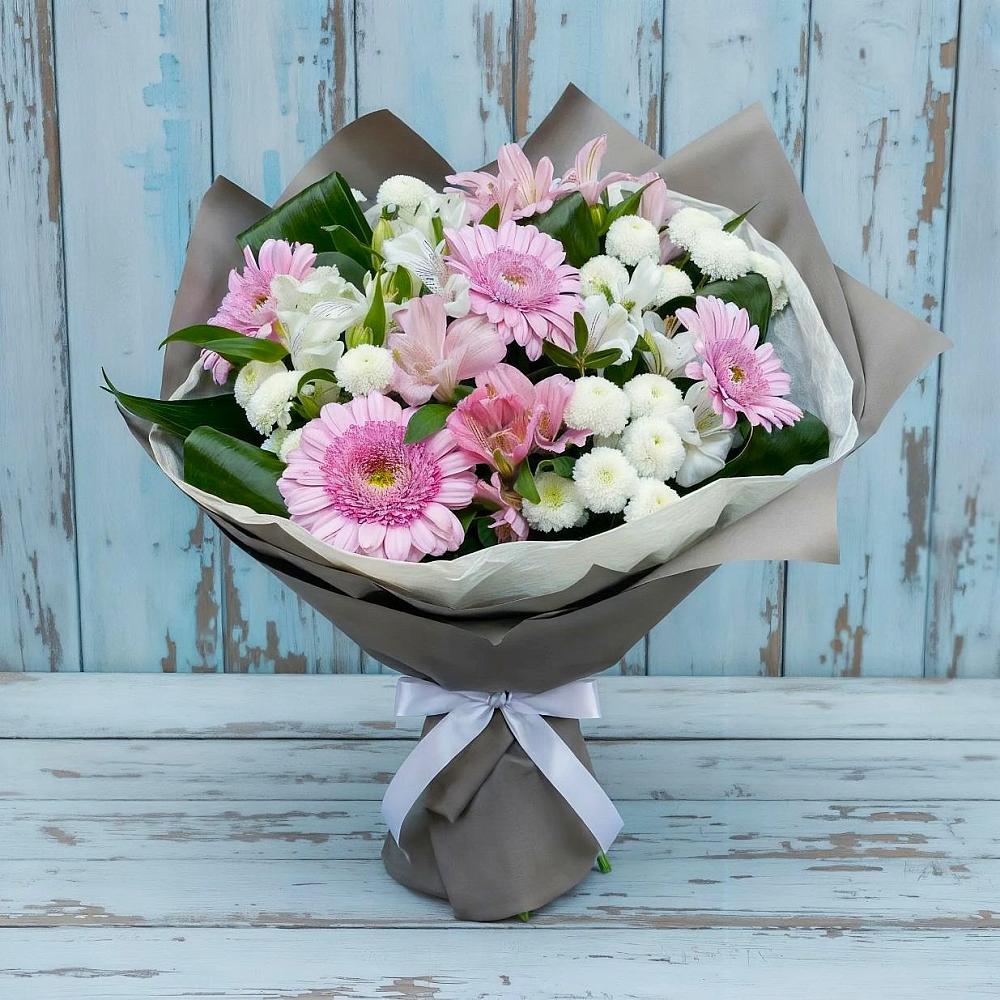 Букет цветов из: Герберы, Альстромерии и Хризантемы в Иссе