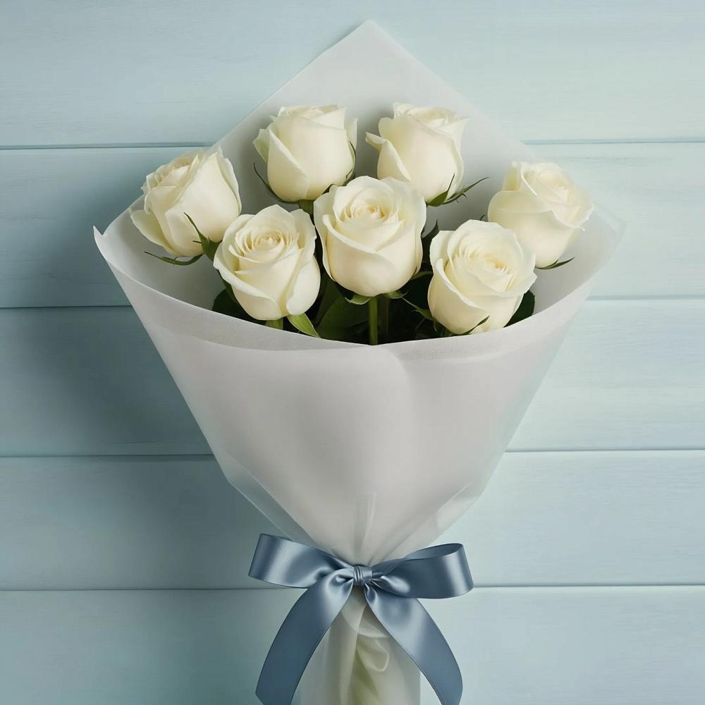 Букет 7 Белых роз Эдлесс Лав в Иссе